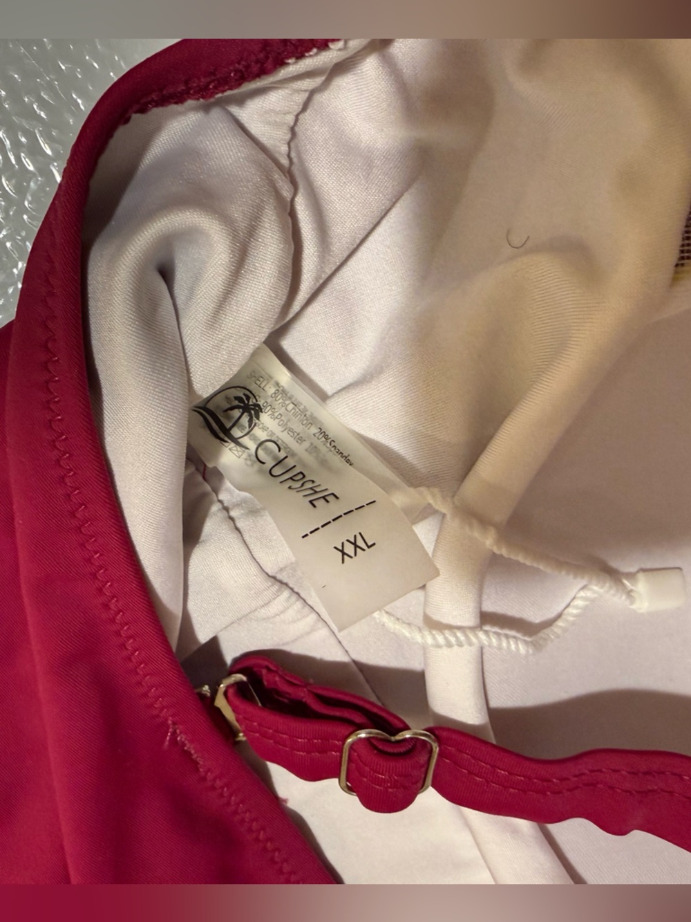 Cupshe Berry Red Ruched One Piece Swimsuit Sz XXL - Picture 6 of 10